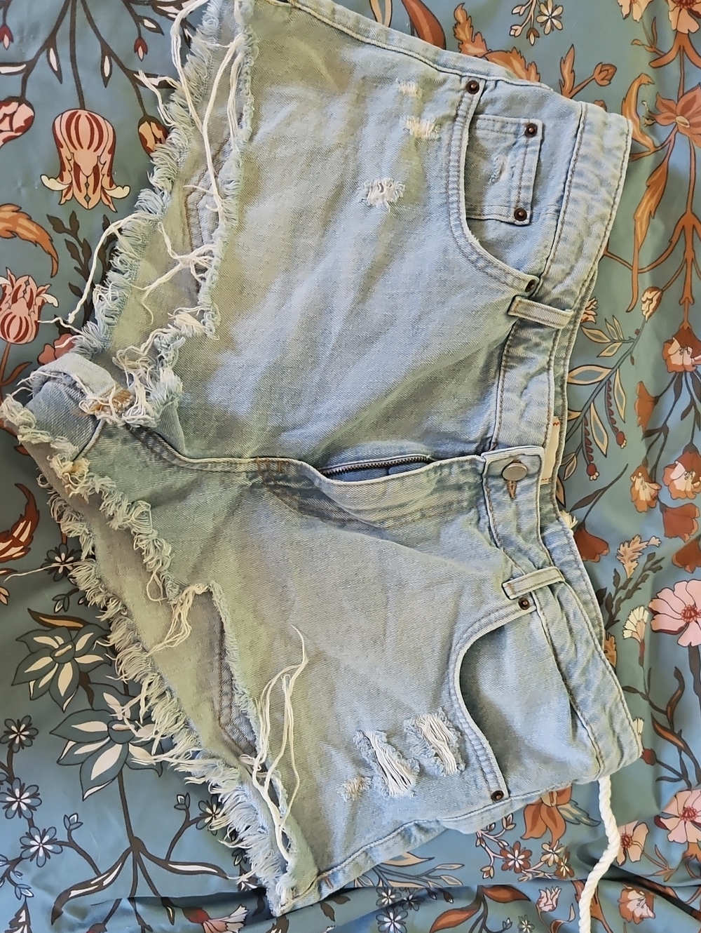 BDG Light Wash Distressed Denim Cutoff Shorts